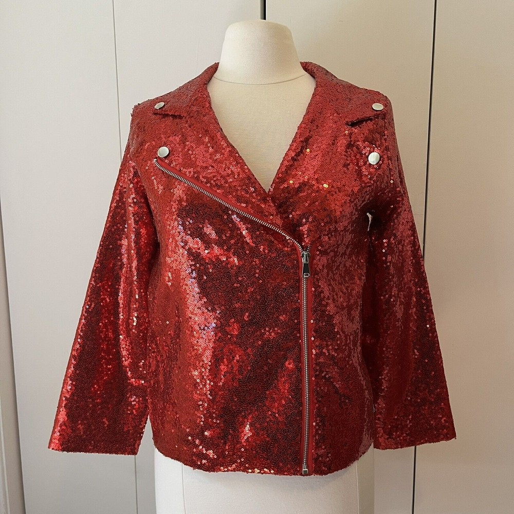 Girls' Nickelodeon JoJo Siwa Closet Sequin Biker Style Jacket - Red - XL 14/16